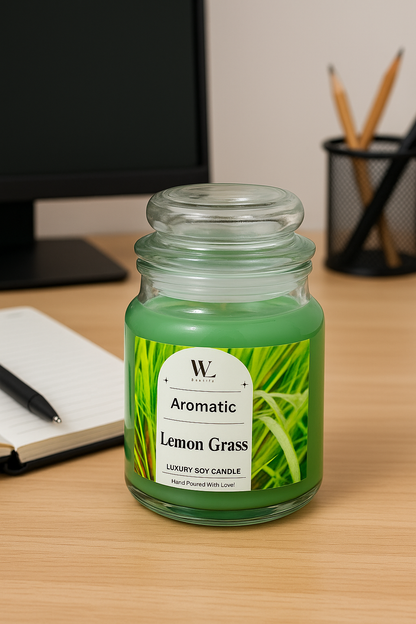 Lemongrass Jar Candle -Mood-Boosting & Insect-Repellent