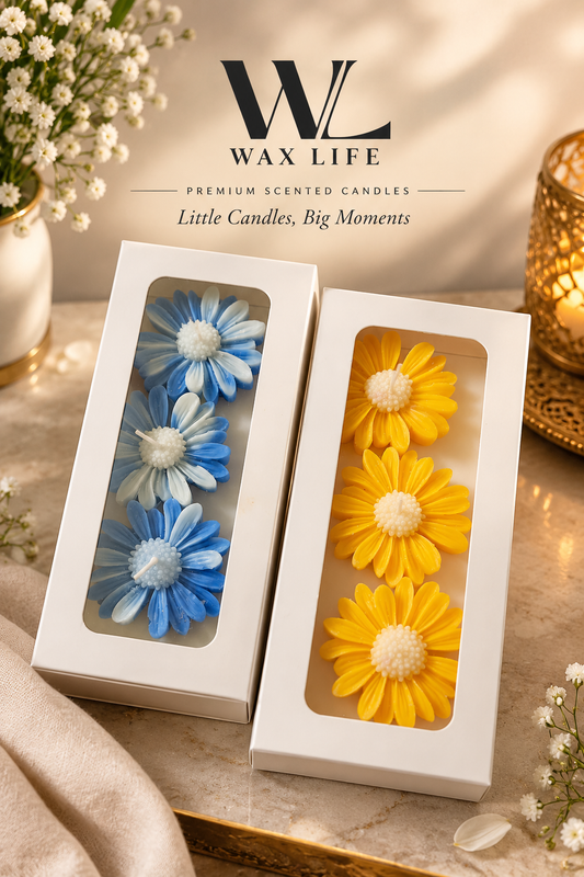 Daisy Flower Candles-Set of 3