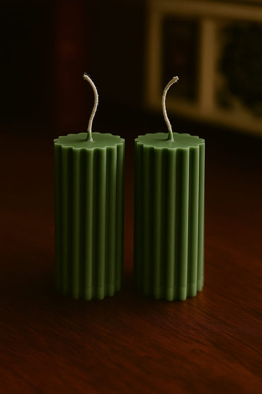Striped Pillar Candle Set of 2 – Perfect for Decor & Gifting